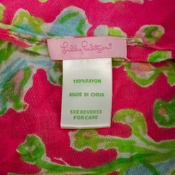 Lilly Pulitzer Southern Charm Riley Pink Floral Print Infinity Loop Rayon Scarf - Picture 4 of 5